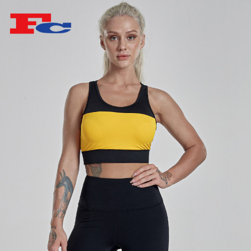 Custom Logo Wholesale Private Label Contrast Stitching Women's Sports Bras In Bulk