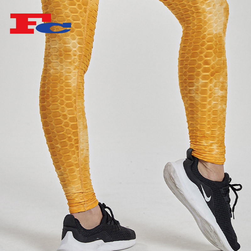 Custom Hip Sublimation Fitness Yoga Tights Jacquard Workout Leggings For Women