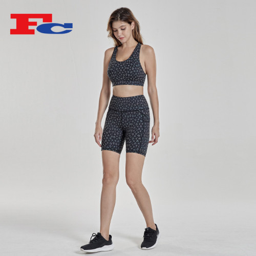 Private Label Biker Shorts Set Fitness Workout Clothes Custom Women Yogawear