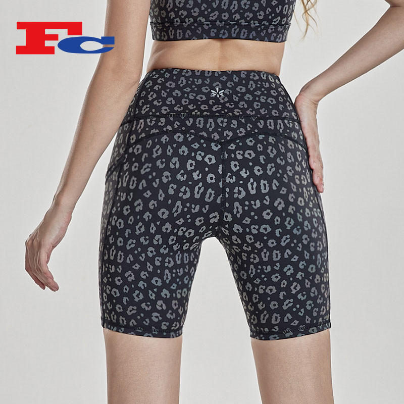 Custom Shorts Manufacturer Leopard Print Sport Shorts For Women