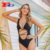 V-Neck Retro Strappy One-Piece Swimsuit Bikini For Women