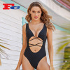 V-Neck Retro Strappy One-Piece Swimsuit Bikini For Women