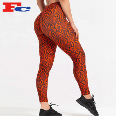 Legging Manufacturer Women High Waist Snake Printed Yoga Pants Scrunch Butt Leggings