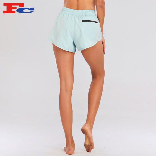 Pocket Fitness Custom Shorts With Logo Stretch Yoga High Waist Running Mesh Biker Shorts