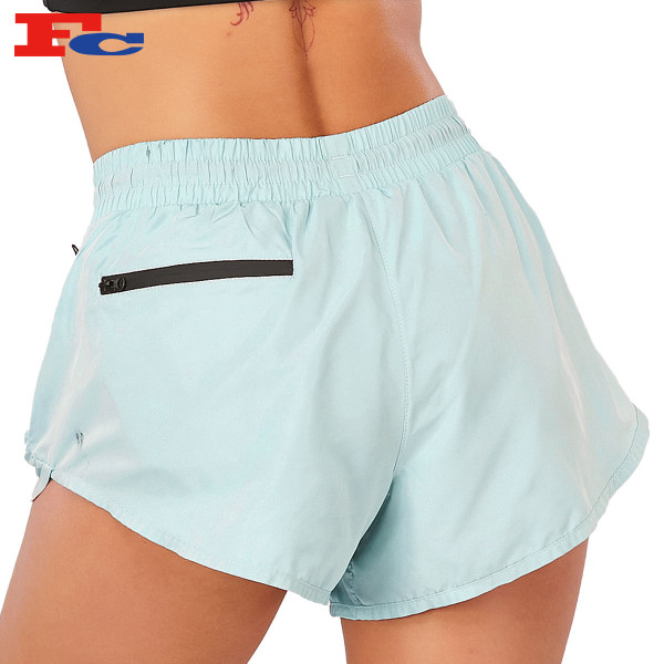 Pocket Fitness Custom Shorts With Logo Stretch Yoga High Waist Running Mesh Biker Shorts