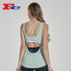 Wholesale Womens Sexy Green Hollow Out Back Printed Dry Fit Crop Top Workout Tops