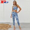 Wholesale Print Fitness Set Women Strappy Backless Sports Bra Set Custom Workout Clothing