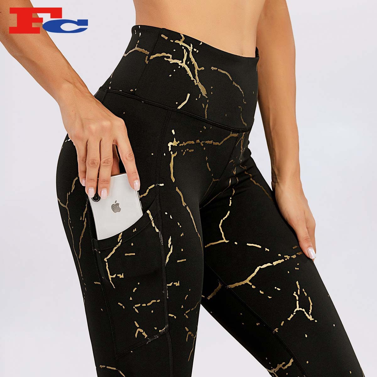 Custom Hip Sublimation Fitness Yoga Tights Jacquard Workout Leggings For Women