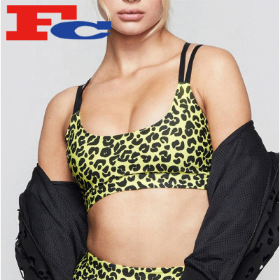 ODM Custom Bulk Sports Bras Private Label Yogawear Leopard Printing