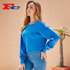 OEM Women Blue Sweatshirt Supplier Navel Cross Design Factory Manufacturer