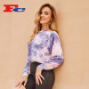 Tie-Dye Round Neck Crop Top Hoodless Hoodie For Wholesale