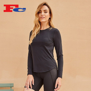 Custom Manufacture Mesh Long Sleeve Running Sports T-Shirt For Women