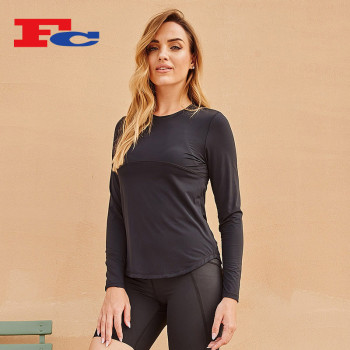 Custom Manufacture Mesh Long Sleeve Running Sports T-Shirt For Women