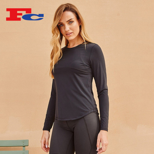 Custom Manufacture Mesh Long Sleeve Running Sports T-Shirt For Women