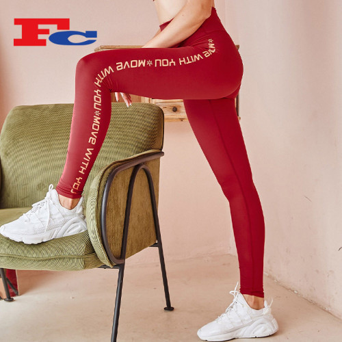 Side Contrast Color Letter Design Gym Leggings Bulk Buy