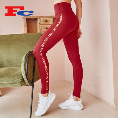 Side Contrast Color Letter Design Gym Leggings Bulk Buy