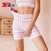 Houndstooth Pattern High Waist Hip Lift Biker Shorts  For Women