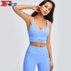 Custom Logo Fitness Clothing Ribbed Sports Bra & Yoga Pants For Women