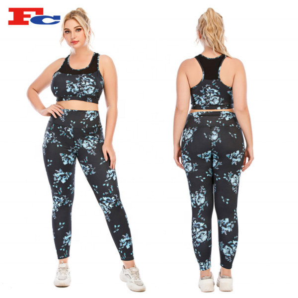 ODM Private Label Flower Print Gym Sportswear Plus Size Tracksuits Women Clothing