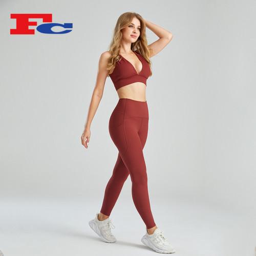 Athletic Clothes In Bulk Deep VSports Bra Sets Supplier