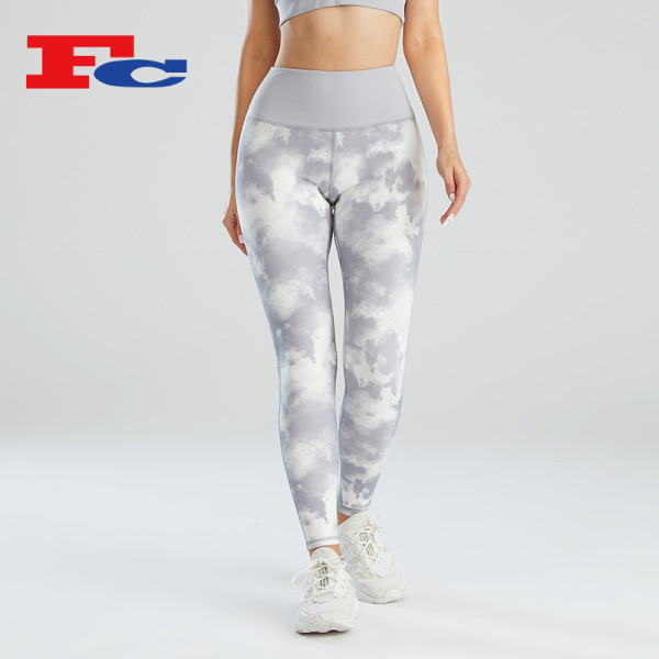 Custom Leggings Good Quality Qray Tie-Dye Sky Design Gym Clothes