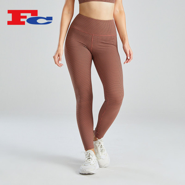 Custom Women Yoga Pants China Houndstooth Pattern Hip Lift Leggings Supplier