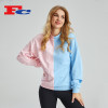 Custom Low MOQ Sweatshirts Pink And Blue Contrast Manufactured In China