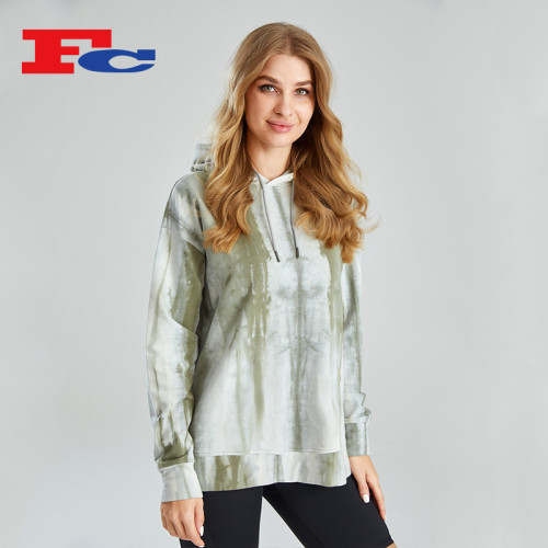 Custom Ladies Fashion Tie-Dye Print Pullover Hoodie Manufacturer