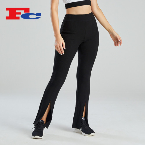 Athleisure Wear Pitted Fabric Flared Pants China Sportswear Manufacturer