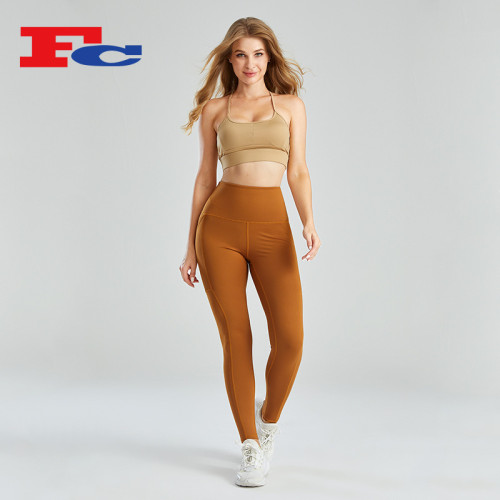 Custom Logo Fitness Apparel Contrasting Color Yoga Sets For Women