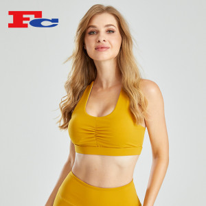 Wholesale Sports Bra Tops Front Panel Pleated Design
