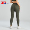 Custom Women  Yoga Pants Green Phone Pocket Leggings Sportswear Manufacturer