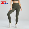 Custom Women Yoga Pants Green Phone Pocket Leggings Sportswear Manufacturer