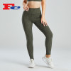 Custom Women Yoga Pants Green Phone Pocket Leggings Sportswear Manufacturer