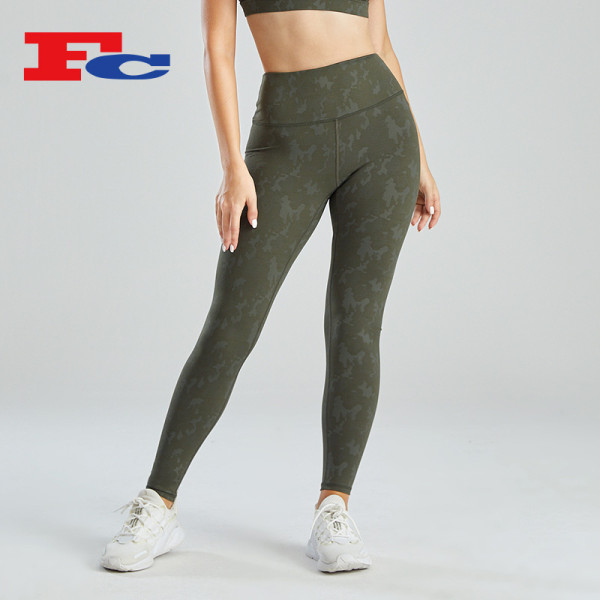 Custom Women  Yoga Pants Green Phone Pocket Leggings Sportswear Manufacturer