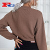Custom Private Label Knitted Long Sleeve Sweatshirt Brown Color