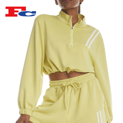 High Neck with Zipper Loose Women Sweatshirt Custom Manufacturer