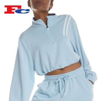 High Neck with Zipper Loose Women Sweatshirt Custom Manufacturer