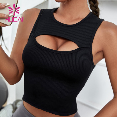 Custom Hollow Design Sexy Tank Top Women Sportswear Hucai Sportwear