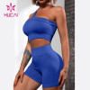 Private Label Sports Bra One Shoulder Tops High Waist Shorts Active Set