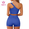 Private Label Sports Bra One Shoulder Tops High Waist Shorts Active Set