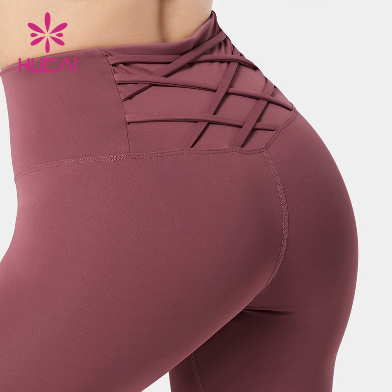Custom Women High Waist Workout Tights Fitness Leggings Yoga Pants With Pockets Plus Size