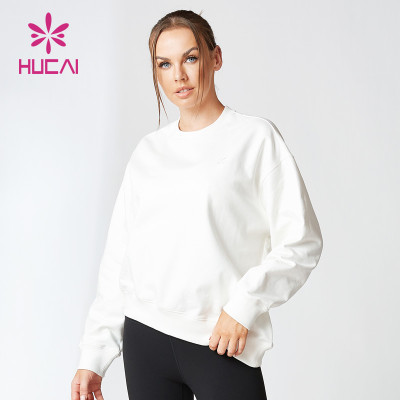 Oblique Hem Design Long Sleeve T Shirts Female Hucai Sportswear Manufacturer