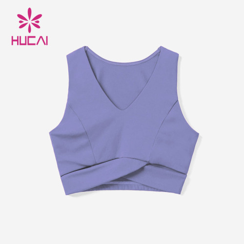ODM Custom Cross Over Design Sports Women Bra Supplier Hucai Sportswear