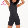 Custom Full Zipper Plain Black Jumpsuit Hollow in the Back Women Jumpers Supplier