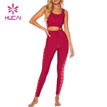 ODM Women's Fashionable Private Label Rose red Yoga Set Workout Clothes Factory