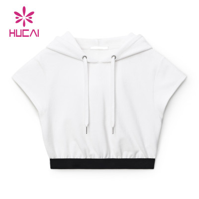 Custom Hooded Vest T-Shirts Women's Crop Top Sportswear Workout Clothes Supplier