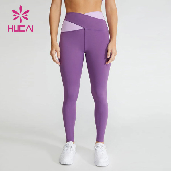 Custom Color Contrast Back Waist Pocket Women Yoga Leggings Activewear Factory