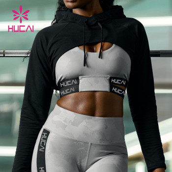 Sexy Design Women Custom Logo Ultrashort Hoodie Manufacturer Of Sportwear