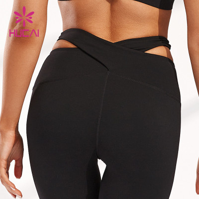 ODM Bell-bottoms Leggings Women Cross Belt Design Yoga Pants Manufacturer